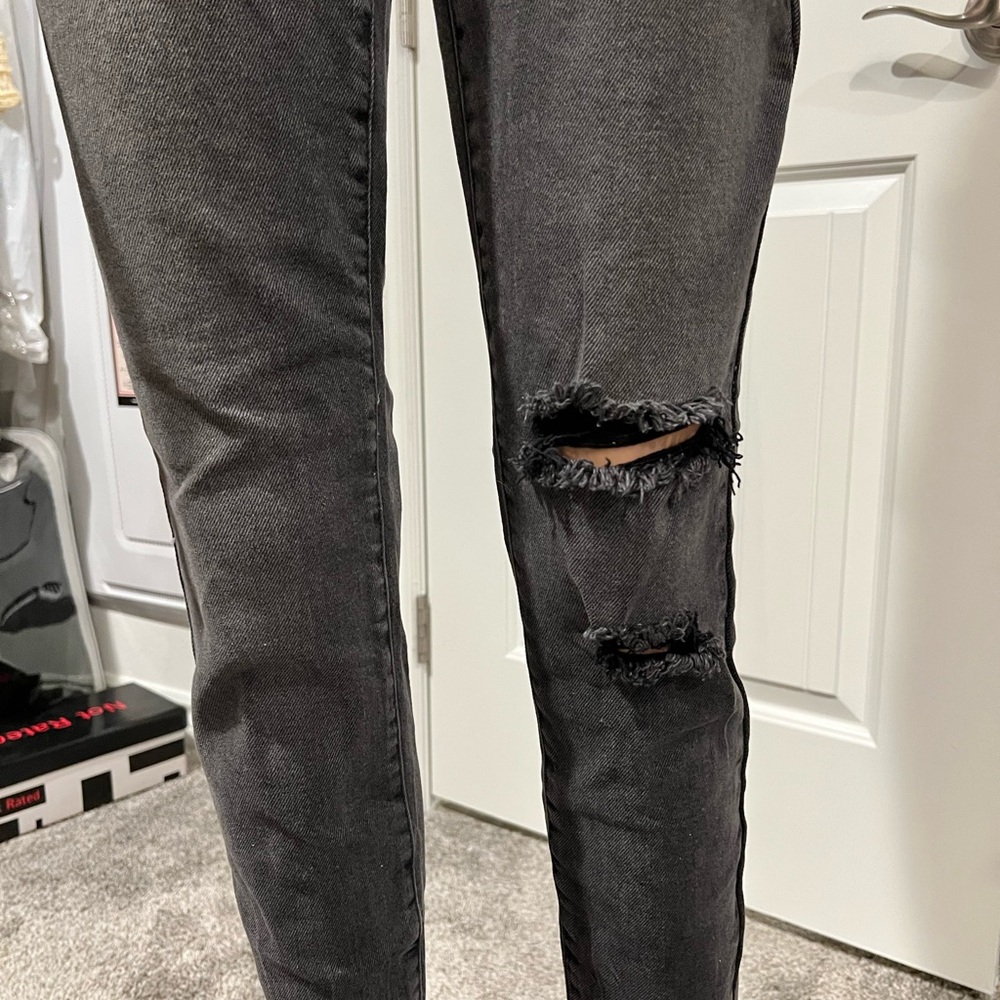 Free people skinny ripped jeans color washed black size 27 - Picture 15 of 16